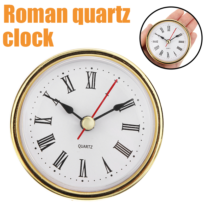1pc 2" 65mm Clock Quartz Movement Insert Roman Numeral White Gold Trim Clock Parts Accessories
