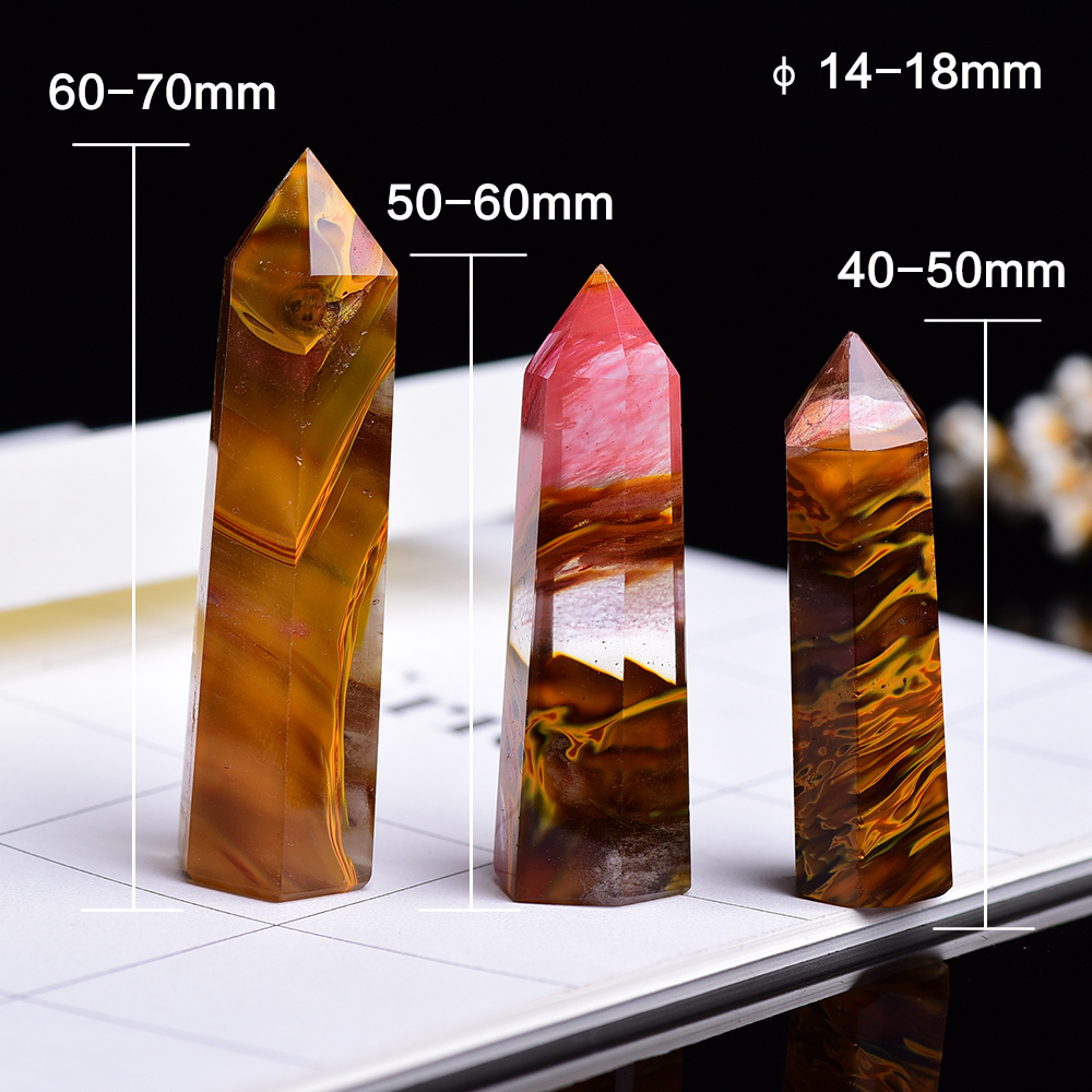 4-7cm 1pcs Artificial Tiger skin Smelting Stone crystal point hexagonal prism Ornament home decoration