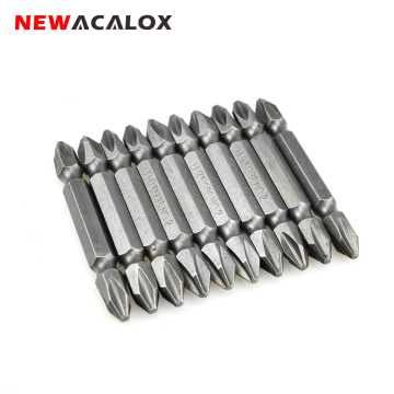 NEWACALOX 10PCS PH2 Electric Screwdriver Bit Set Bits Hex Shank Magnetic Alloy Steel For Cross Head 60mm 1/4 inch