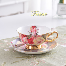 Vintage Rose Bone China Tea Cup Saucer Spoon Set 200ml Advanced Porcelain Coffee Cup British Cafe Afternoon Teacup Drop Shipping