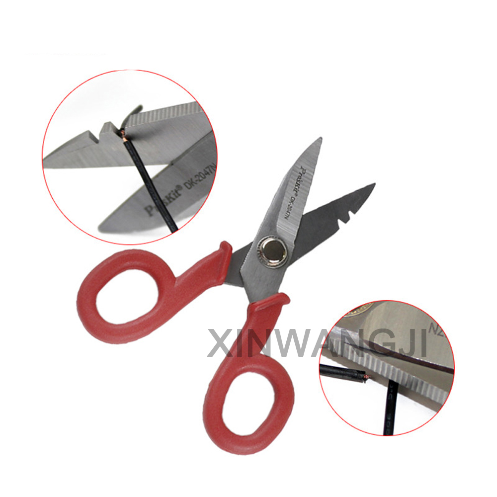 Pro'sKit DK-2047N 5.5" Multi-Function Electrical Cable Stripping Knife Scissors Household Electrician Scissors Shearing Cut line