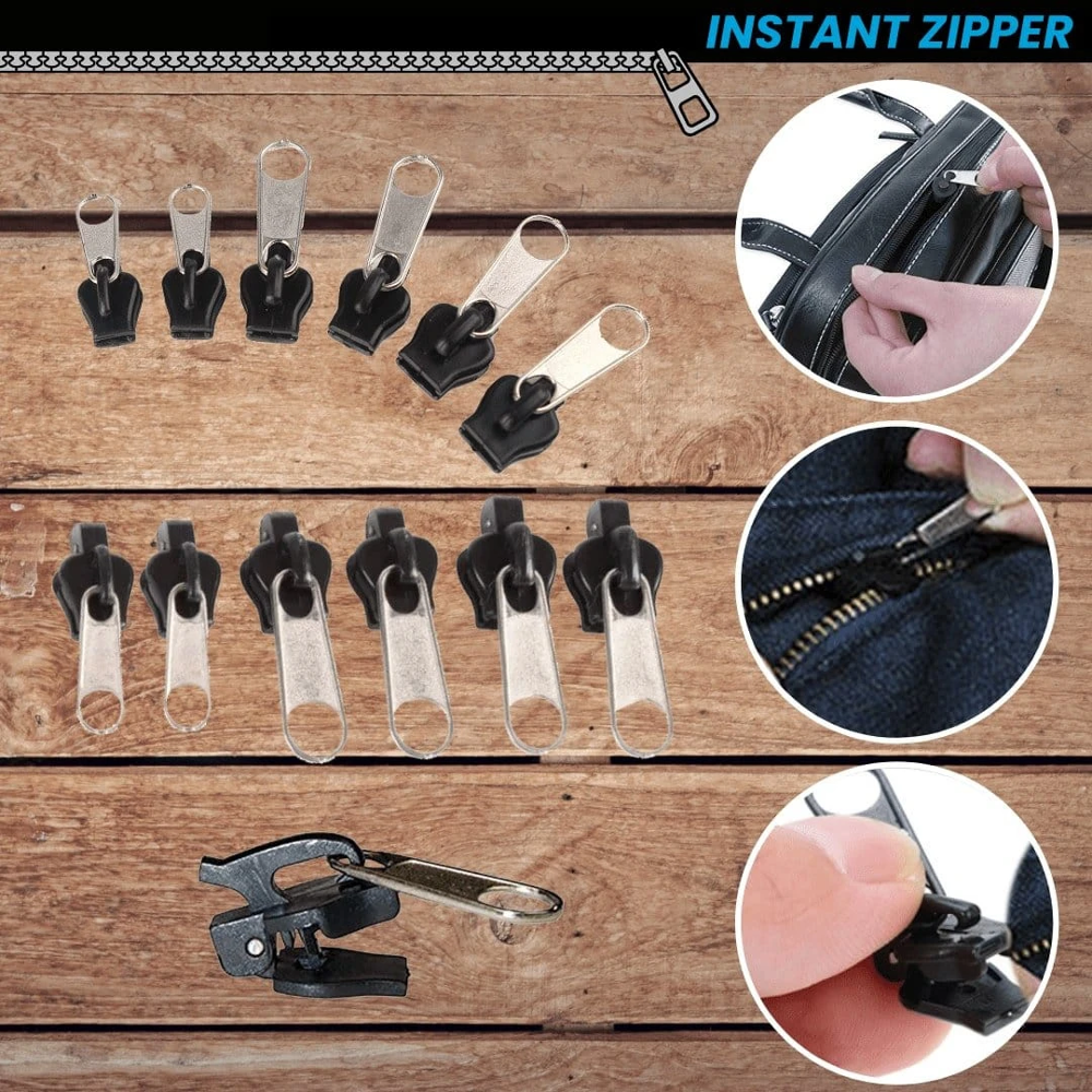 Instant Zipper 6 PCS/Bag Universal Instant Fix Zipper Repair Kit Replacement Zip Slider Teeth Rescue New Design Zippers For Sew