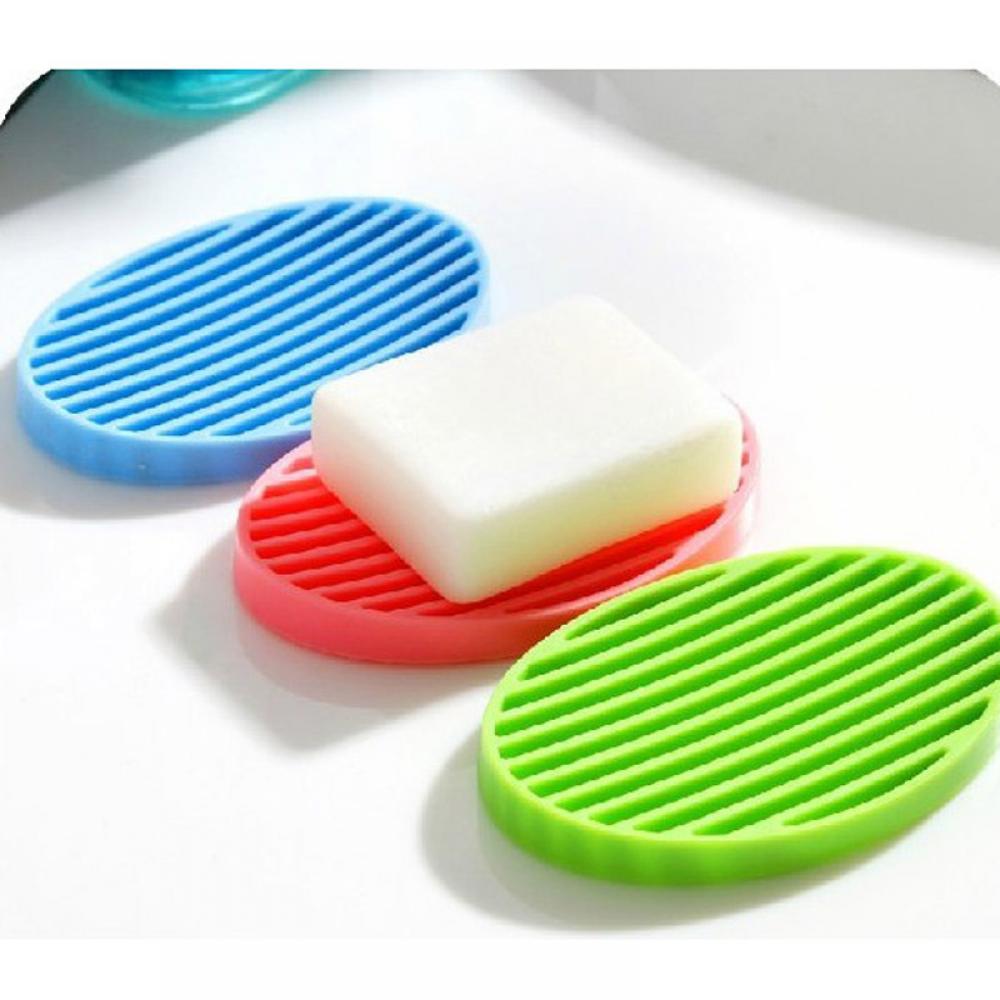 Fashion Soap Holder Container Dish Fashion Silicone Flexible Soap Dish Plate Bathroom Soap Holder 4 Colors