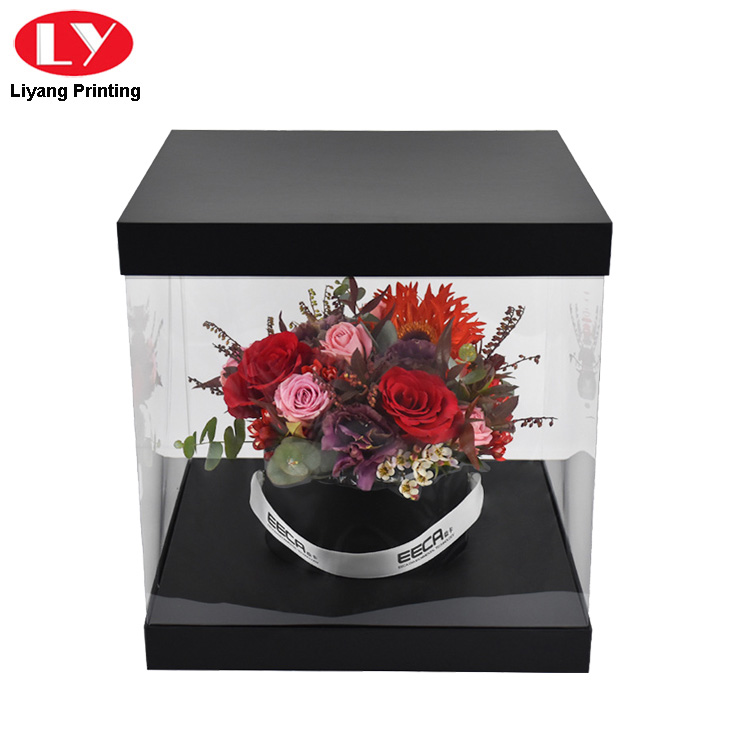 Black Flower Gift Box Clear