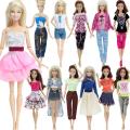 Random 5 Sets Fashion Lady Mini Outfit Daily Wear Blouse Trousers Shorts Pants Skirt Clothes for Barbie Doll Toy