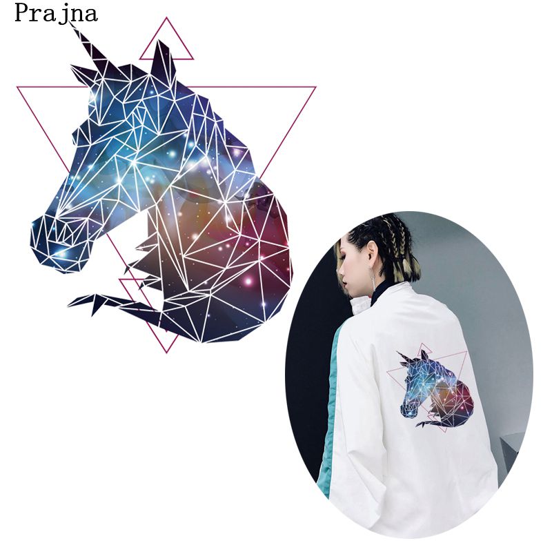 Prajna Colorful Unicorn Patch Iron On Heat Transfers Vinyl Cartoon Ironing Stickers Patches For Clothes On Kids Jacket Patches