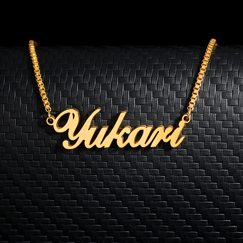 Custom Name Necklace Women Gold Box Chain Nameplate Choker Personalized Stainless Steel Pendant Necklace Customized Jewelry Gift