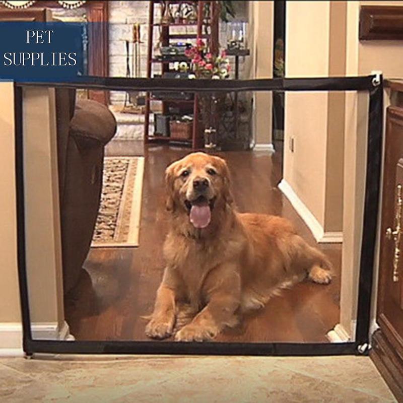 Dog Gate Pet Barrier Portable Folding Breathable Mesh Net Dog Separation Guard Gate Enclosure Pet Isolated Fence