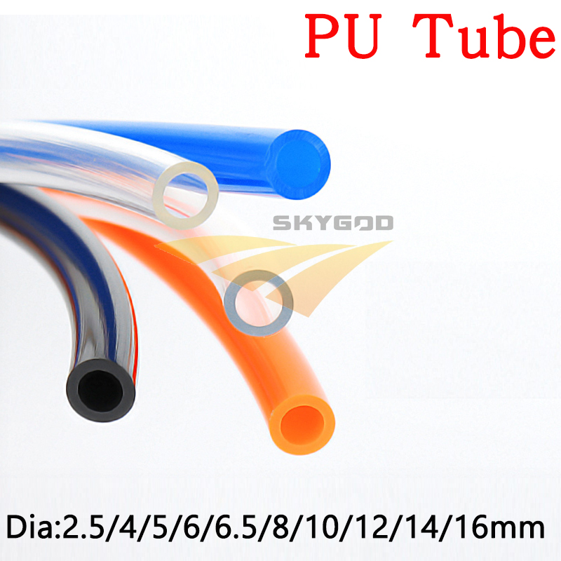 High Pressure PU Tube 2.5 4 5 6 6.5 8 10 12 14 16 mm Diameter Pneumatic Parts Flexible Hose Water Air Gas Compressor Soft Pipe