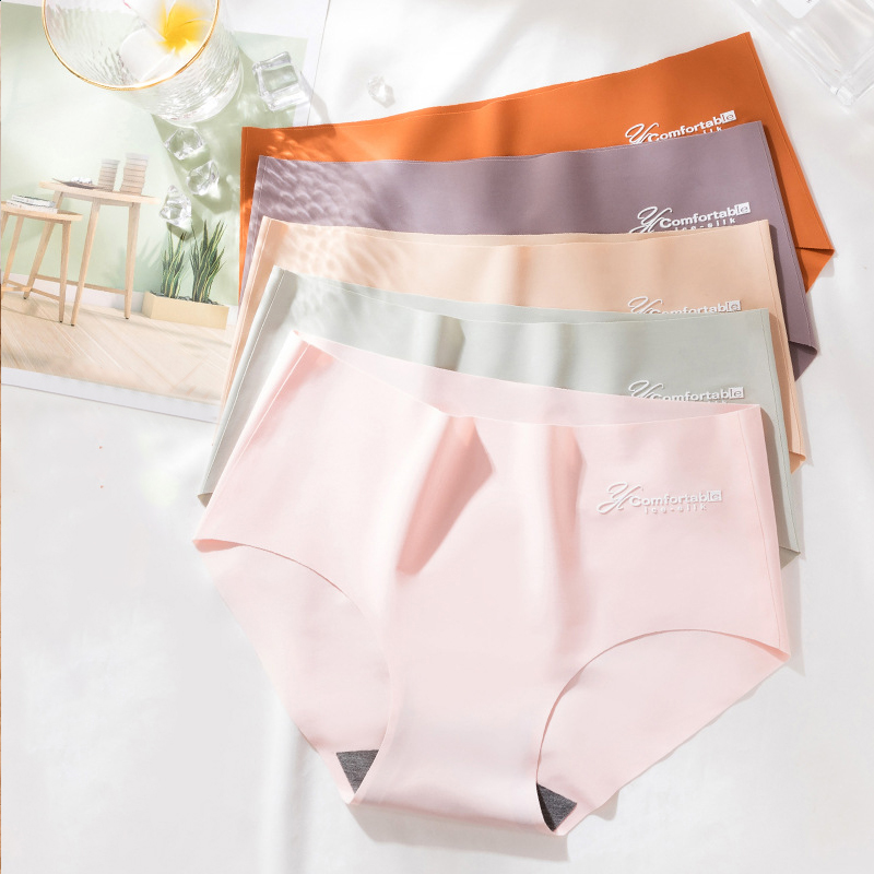 2pcs/lot Women Panties Sexy Lingerie Seamless Briefs Ice Silk Girls Underwear Underpants Pants Thongs Intimates #F