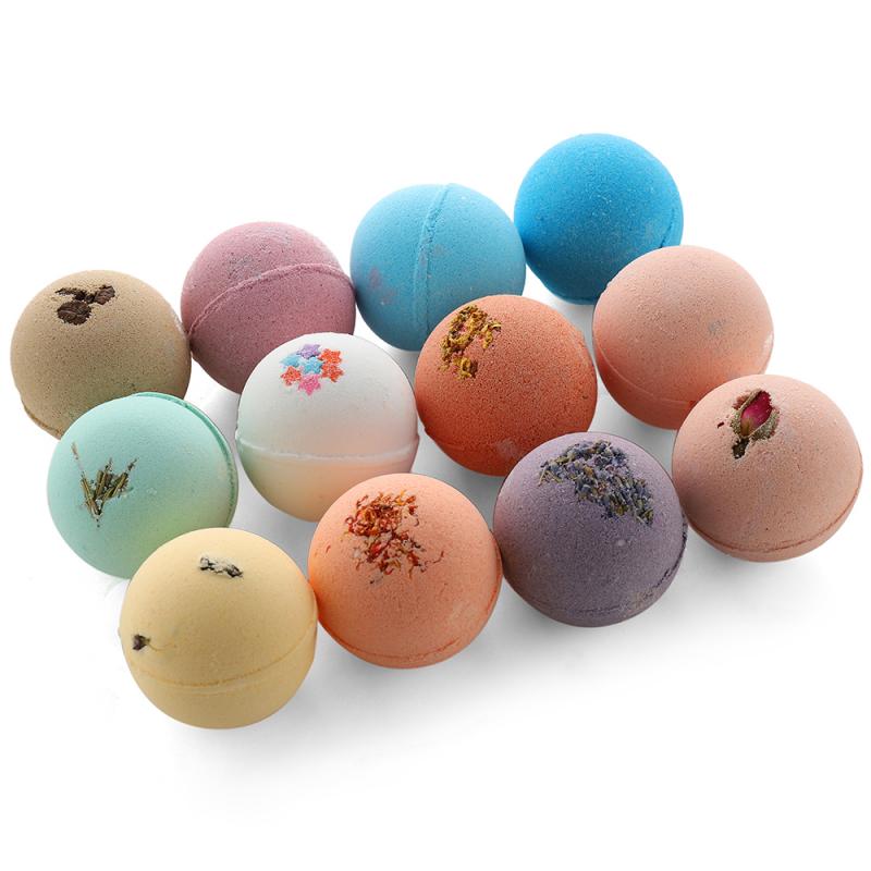 12pcs/set Bath Salt Ball Bubble Bomb Gift Box Handmade Essential Oil Moisturizing Soap Bath Salt Rainbow Soap Bath Supplies