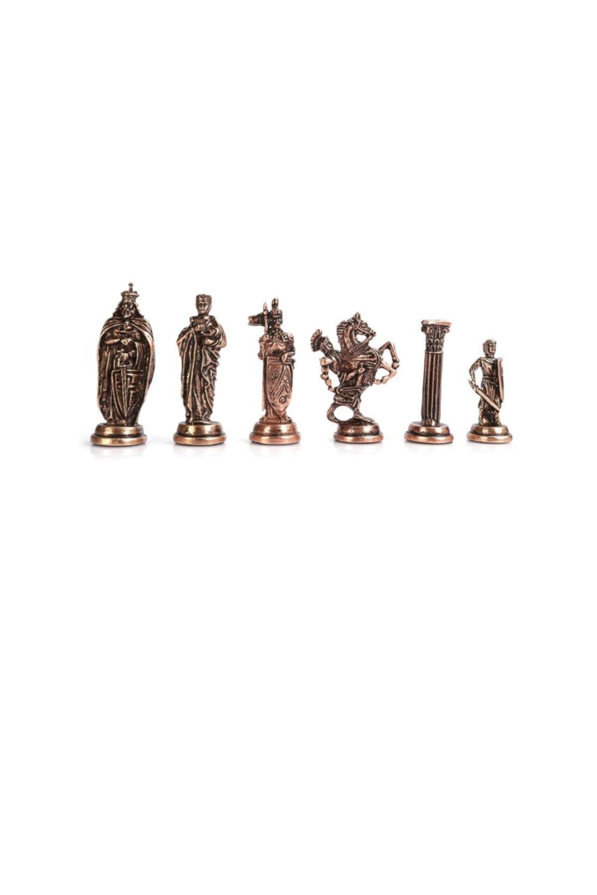 5 No. Antique Copper Chess pieces And Luxury Folding Marble Patterned Chess Board Chess Game Set