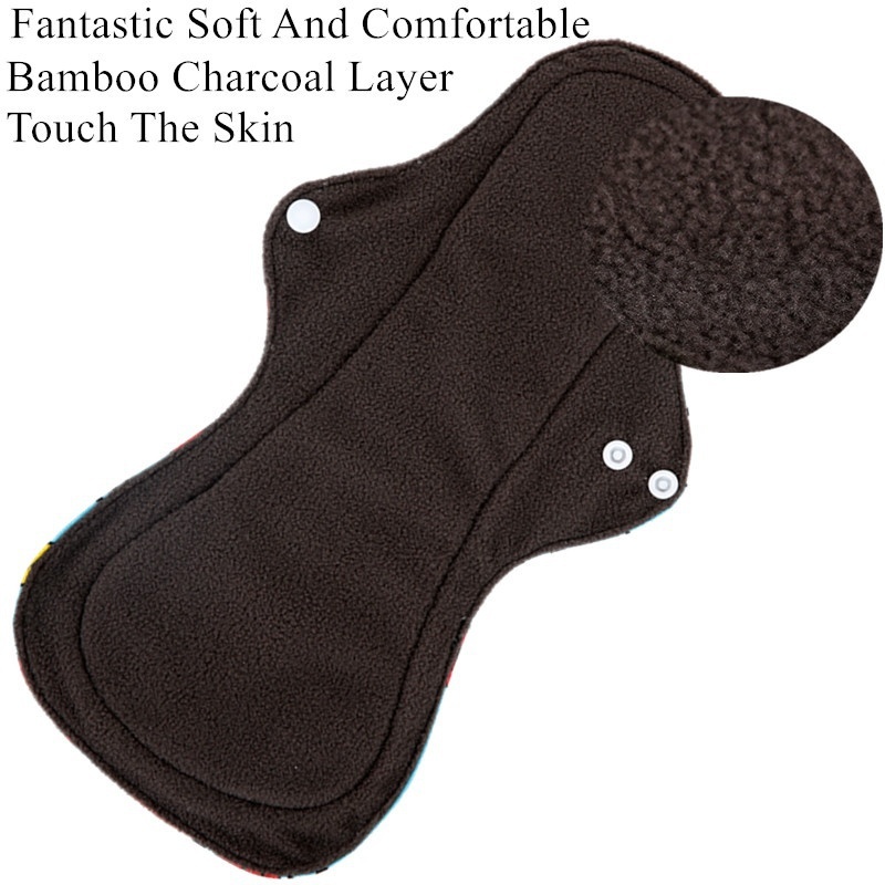[simfamily] 10PC Heavy Flow Pads Reusable Menstrual Cloth Mama Pads Sanitary Pads Bamboo Charcoal Inner Wholesale Selling