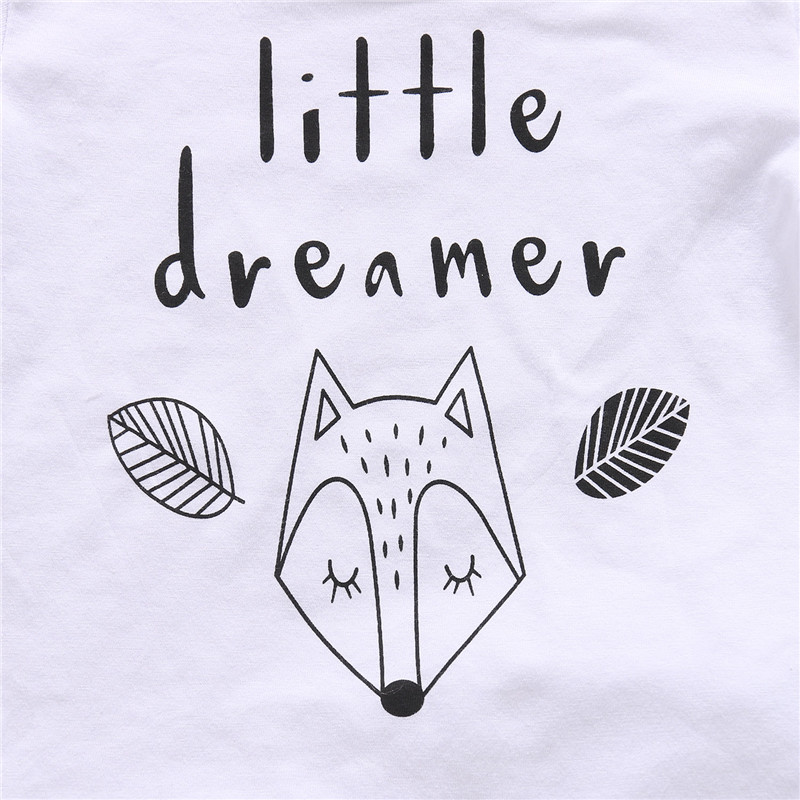 pudcoco 0-2Y summer Newborn Baby Boy girl Clothes set little dreamer fox T-shirt Tops+Pants Outfits Clothes Baby Clothing Set