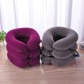 U Neck Travel Pillow Massage Air Inflatable Vertebra Retractor Pillow Neck Head Pain Pain Relax Traction Support Massager