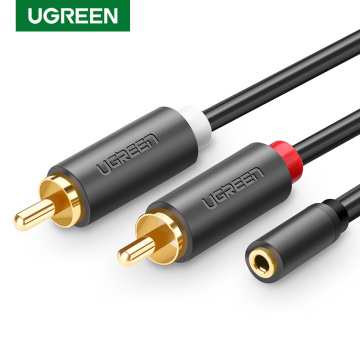 UGREEN 3.5mm Female to 2 RCA Male Stereo Audio Y Cable Adapter Audio Cable Aux Cable for Phone Edifer Home Theater DVD VCD