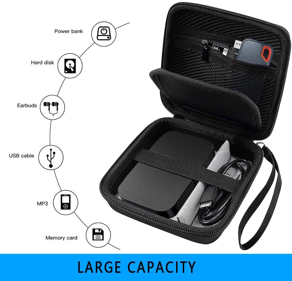 Hard Travel Case for RAVPower FileHub, Travel Router AC750 / N300, 2.5 Inch Portable SSD, MP3 Player, Power Bank, USB Cable etc