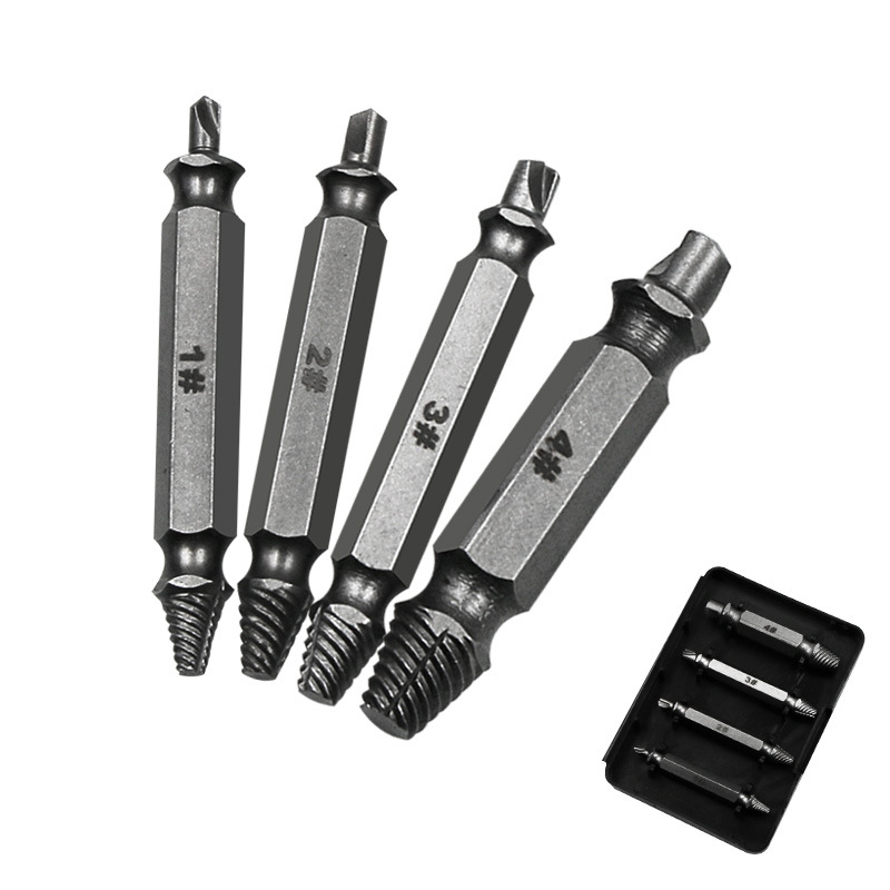 5pcs Damaged Screw Extractor Drill Bits Guide Set Broken Speed Out Easy Out Bolt Stud Stripped Screw Remover Stud Reverse Tool