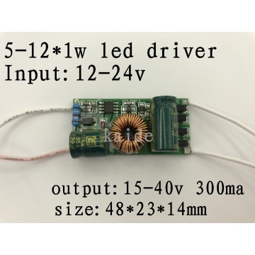 5pcs 5-12*1W DC to DC LED driver input DC 12-24V output 15-40v 300mA 5w 6w 7w 8w 9w 10W 12w hight power spotlight driver