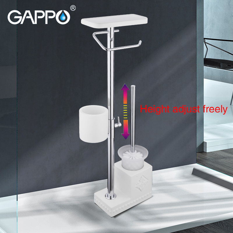 GAPPO Bath Hardware Sets white free standing bathroom toilet brush holders with paper holders toilet shelf bathroom accessories