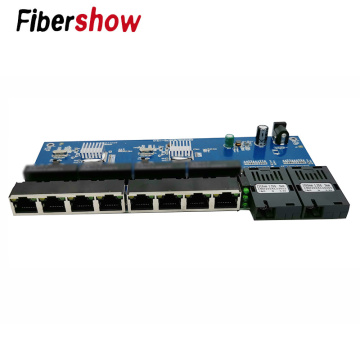 Gigabit Ethernet switch Fiber Optical Media Converter PCBA 8 RJ45 UTP and 2 SC fiber Port 10/100/1000M Board PCB 1PCS