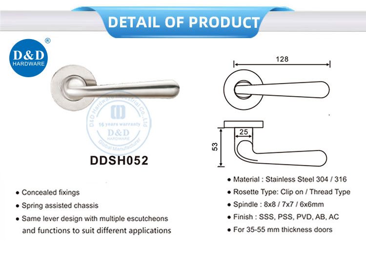 Personal Privacy Door Stainless Steel Solid Lever Handle - Commercial Grade