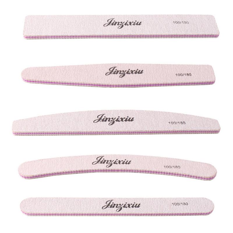 1pcs Sandpaper Nail File Lime 100/180 Double Side Sanding Buffer Block Set Pink Nail Files For UV Gel Polish Manicure Tool