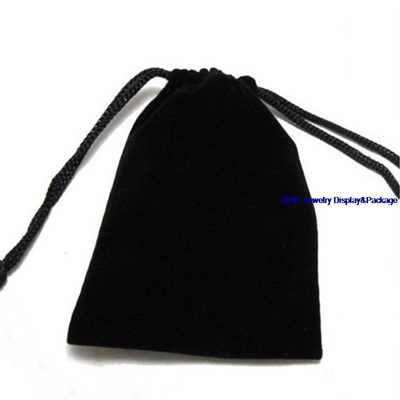 25pcs Velvet Bag with Drawstring Jewellery Gift Bag Mini Pouch Wedding Packaging Bag Black Color 7*9cm