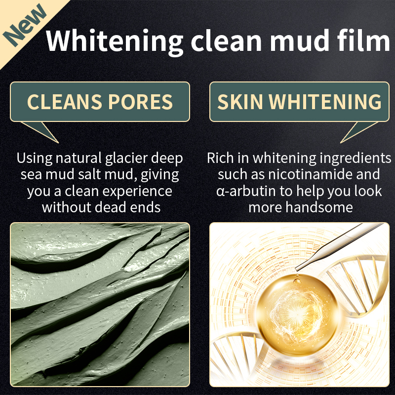 1-Hearn 150g Whitening Mask Mud Mask Blackhead Acne Whitening Facial Care Men's Deep Cleansing