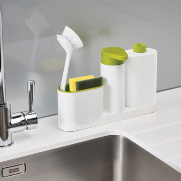 Kitchen Multifunctional Washing Sponge Storage Shelf Sink Detergent Soap Dispenser Pump Storage Rack Organizer Stands