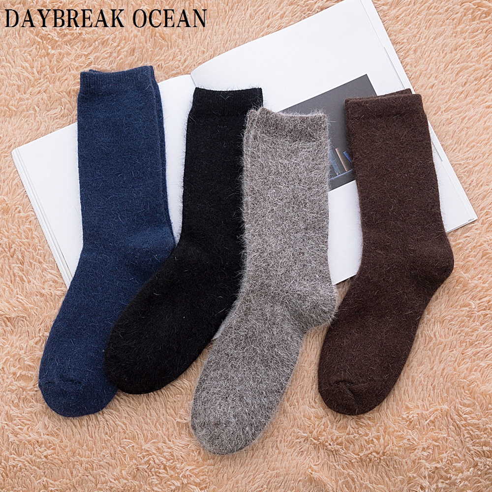 4 Pair High Quality Super Soft Angora Cashmere Rabbit Wool Socks Thick Warm Merino Men Socks 2018 Big Size Winter Socks For Men