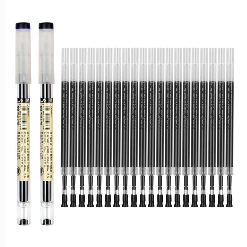 11Pcs/Lot 0.35mm Ultra Fine Finance Gel Pen Black/Blue/Red ink Refills Rods Gelpen For School Office Exam Supplies Stationery