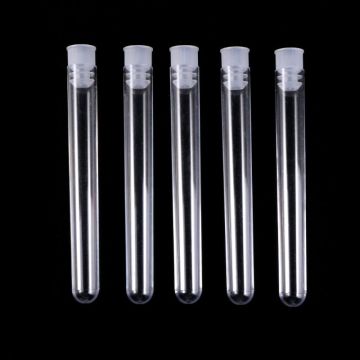 50Pcs/Pack 12x100mm Transparent Laboratory Clear Plastic Test Tubes Vials With Push Caps School Lab Supplies