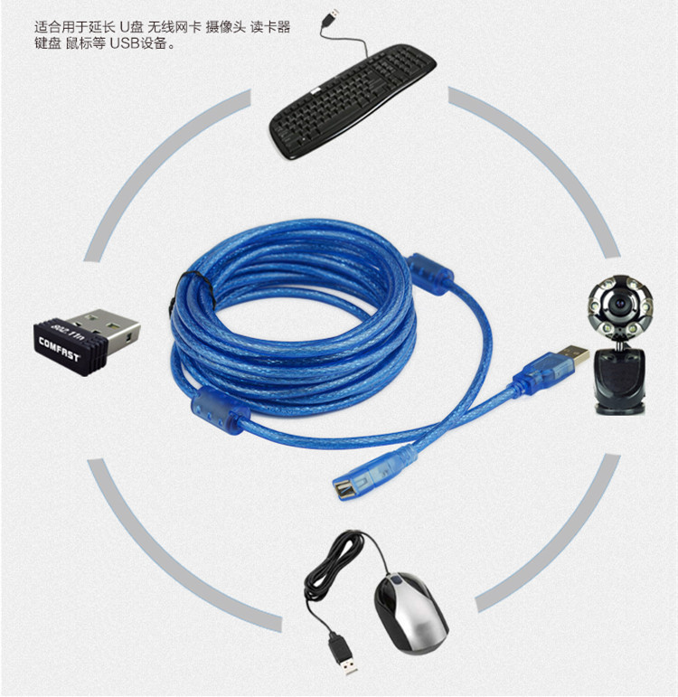 Hot 30CM 150CM 3M 5M Universal USB 2.0 Extension Cable 1m High Speed M/F Male To Female Wire data Connector Adapter