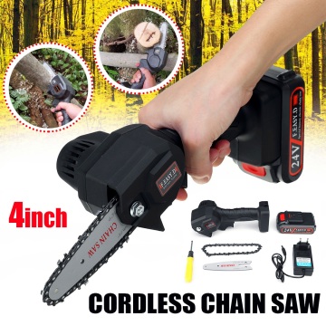 24V 4 inch Electric Saw Chainsaw Lithium Battery Electric Pruning Saw One-handed Electric Saw Logging Wood Cutters Bracket