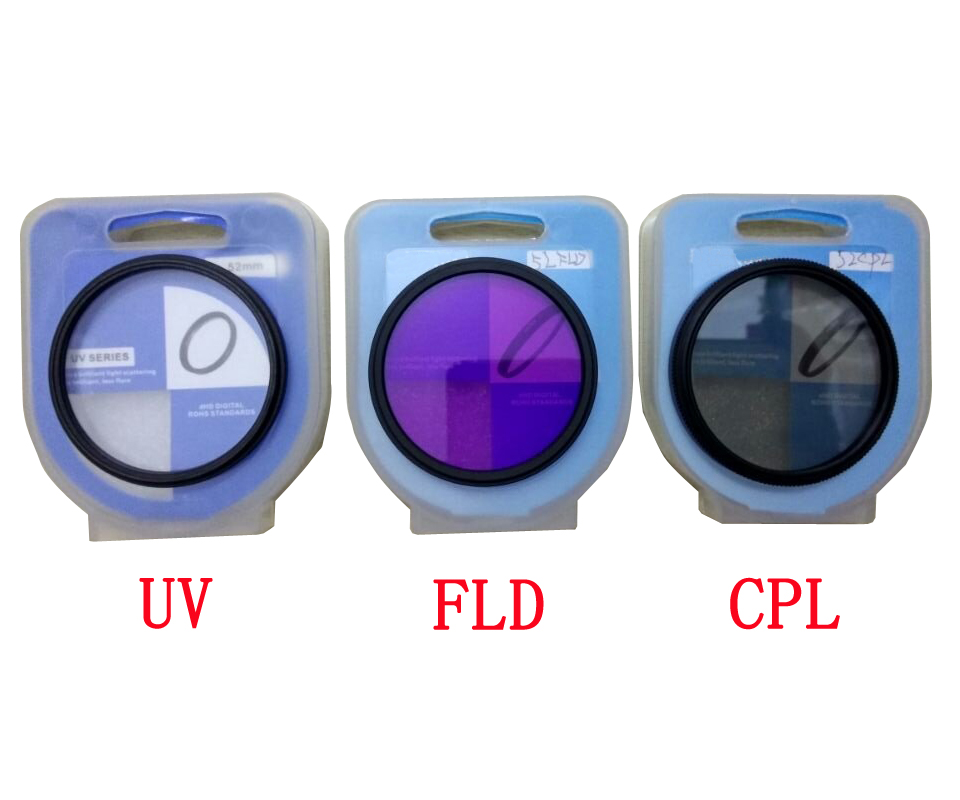 3 in 1 37 40.5 43 46 49 52 55 58 62 67 72 77mm lens UV FLD CPL Digital Filter Lens for canon nikon DSLR SLR Camera with box