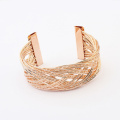 Gold plated metal braided cuff bracelet C shape bangle wholesale