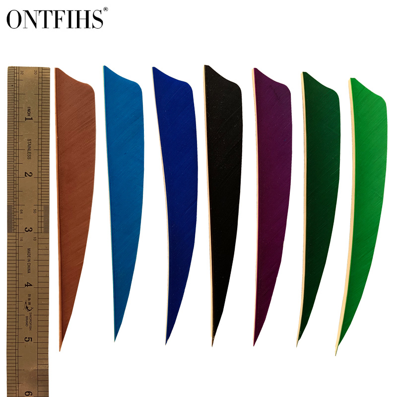 50 Pcs ONTFIHS 5" Archery Fletches Shield Cut Fletchings Arrow Feathers 5Inch Feather Hunting Arrows Diy