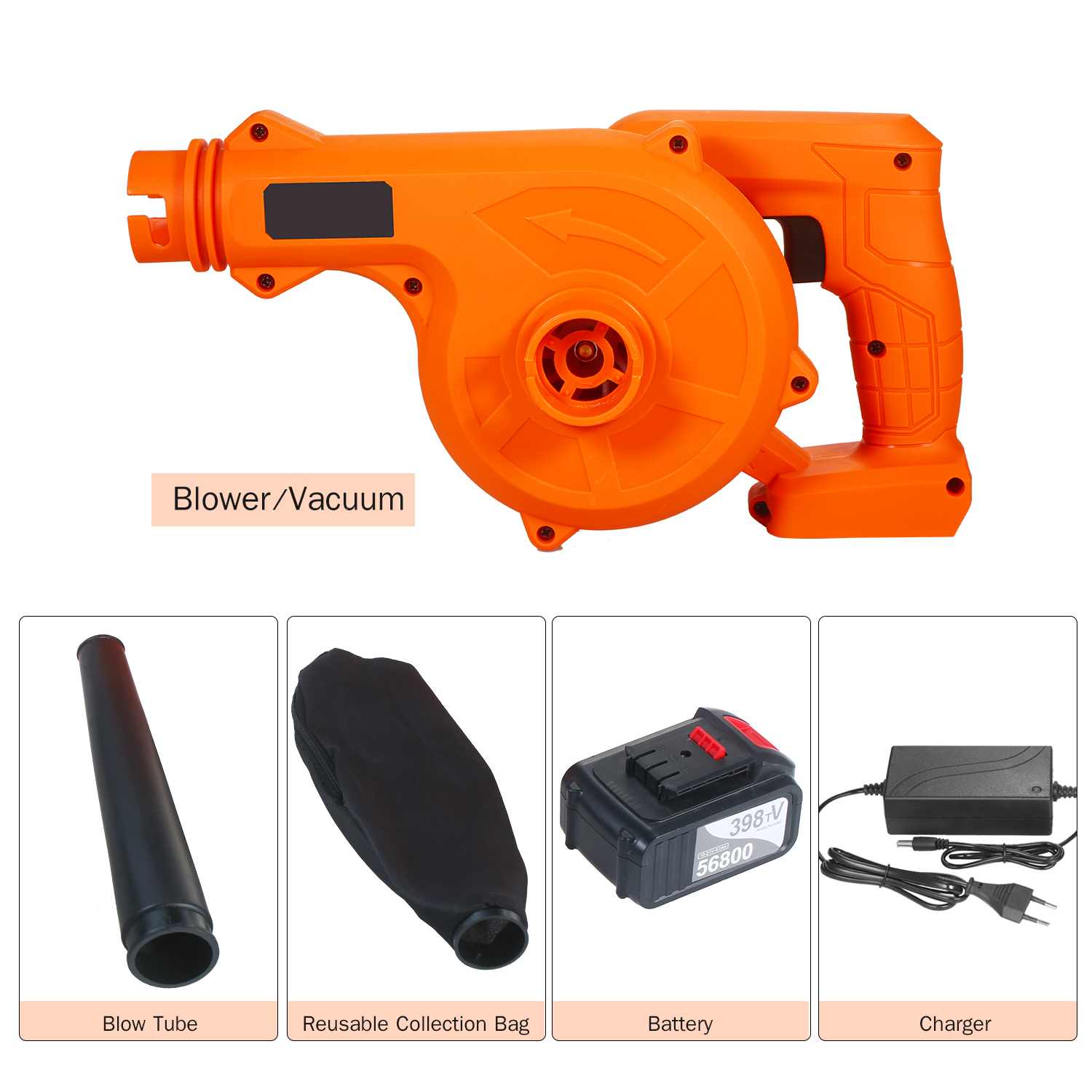 Blower Vacuum Cordless Leaf 21V 4.0 Ah Lithium Battery Powered Electric 2 in 1 Sweeper & Vacuum for Clearing Dust Leaf Snow