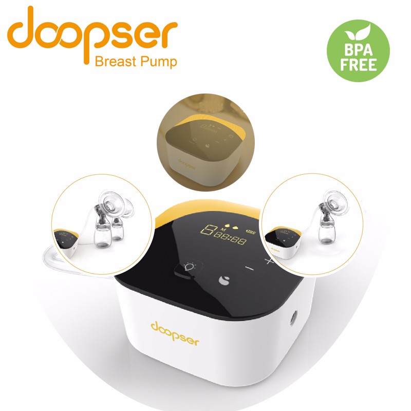 Doopser Double Electric Breast Pump With Milk Bottle Adjustable 9 Level Infant USB Baby Breast Pumps With Massage Breastfeeding