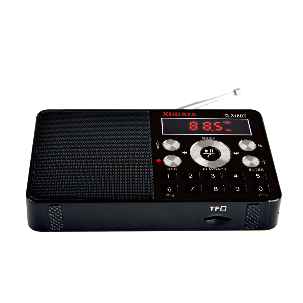 XHDATA D-318 BT FM Stereo Radio Mini Multifunction Portable Radio Receiver Support Wireless Phone Calls A-B Bluetooth Radio