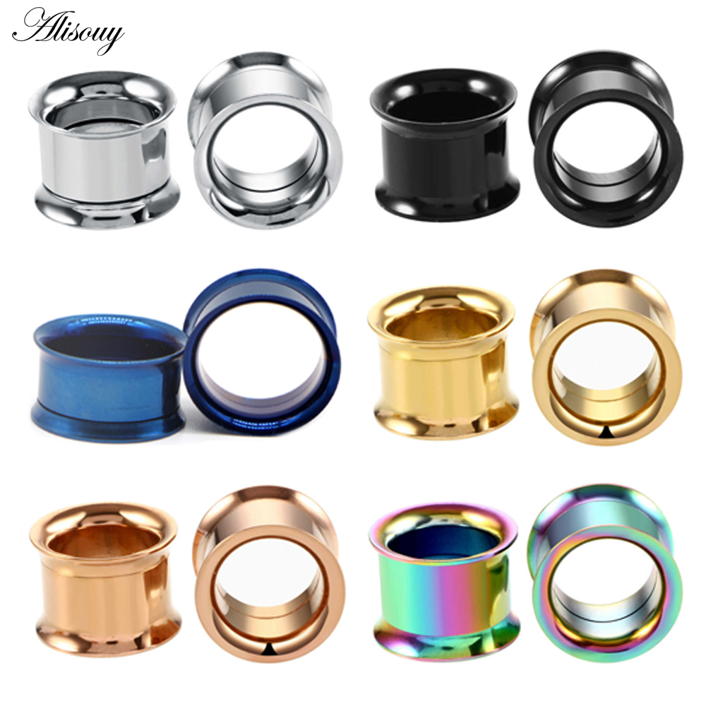 1pc Stainless Steel Ear Plugs Tunnels Piercings Rose Gold Screwed Earring Expander Earlet Gauges Body Piercings Jewelry 2mm-25mm