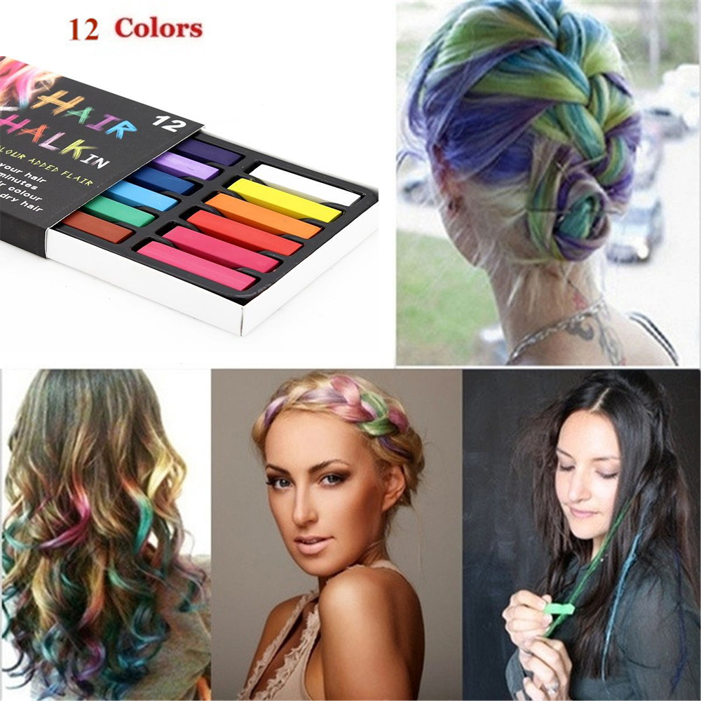 New Non-toxic Soft Hair Crayons Pastel Kit 12 Colors Dye Hair Powdery Cake Temporary Hair Chalk 2018 DIY Hair Salon Kit Tools