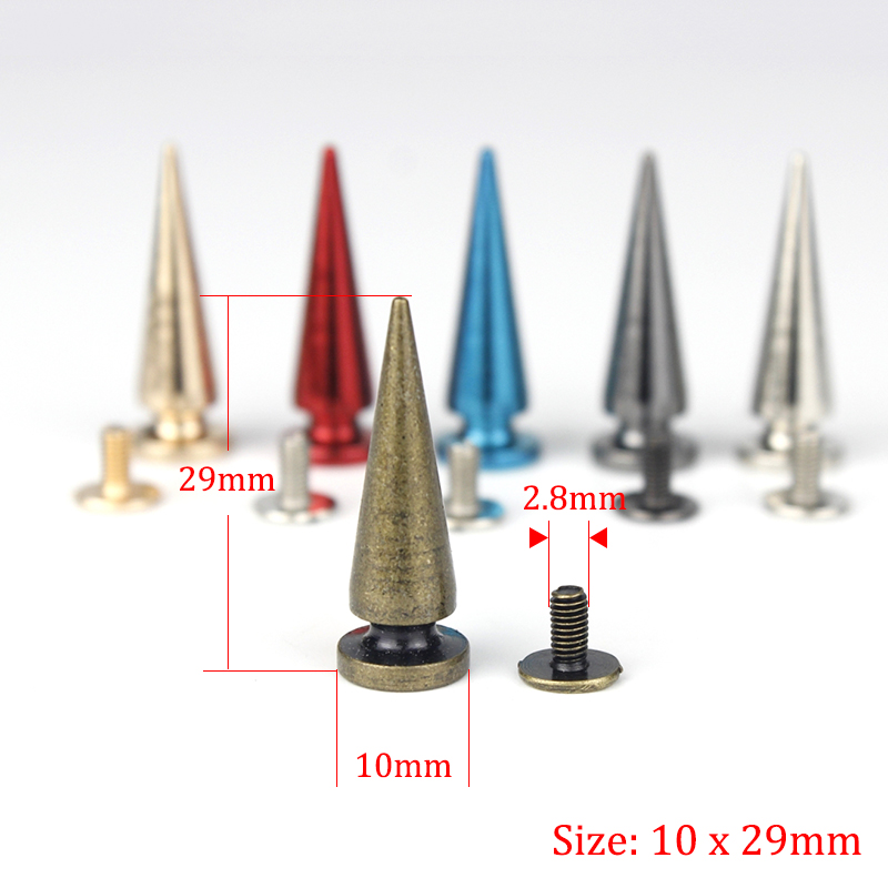 5pcs Metal Screwback Cone Studs Bullet Spike Long Punk Rivets for Leather Craft Bag Garment Stage costume Shoes DIY Decor