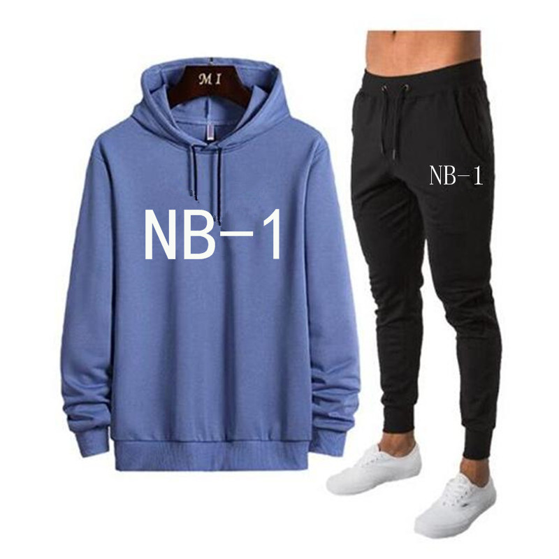 Fashion Letter Print Men Hoodie Suit Autumn Tracksuit Casual Sportsuit Hoodies Sportswear Sweatshirt+Pant Pullover 2 Piece Set