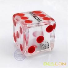 Special Double Transparent Plastic Empty Hollow Dice with 2pcs Tiny Dice Inside