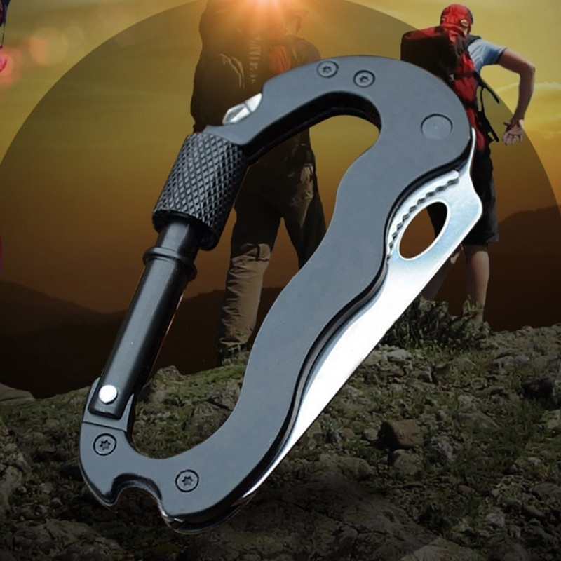 5 In 1 Multifunctional Outdoor Hiking Survival Rock Climbing Gear Carabiner Tool Carabiner Hook Gear Screwdriver Opener