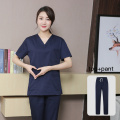 Hospital Operating Room Black Blue Nurse Scrubs Set Beauty Salon Work Uniform Medical Surgical Tops Pants Pet Doctor Workwear