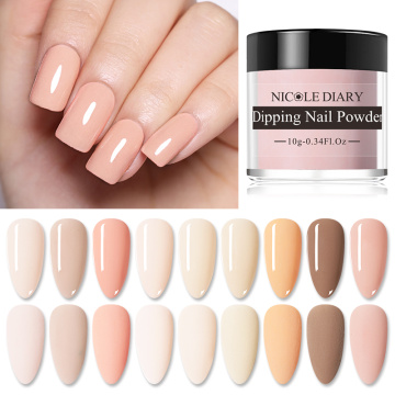 NICOLE DIARY 10g Acrylic Dip Powder Nude Bare Colors Nail Powder Dust Pigment Natural Dry Without Lamp Cured Nail Art Decoration