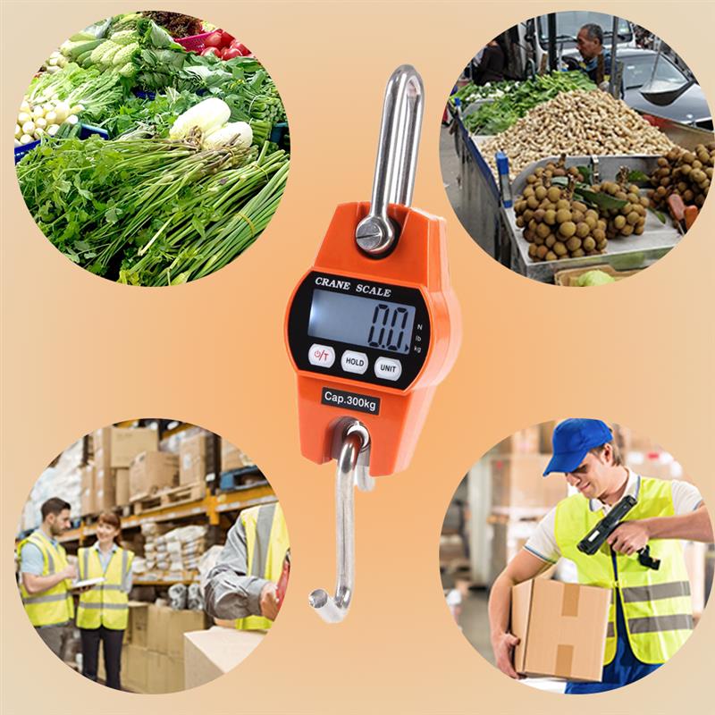 Crane Scale Portable Electronic Balance Hanging Duty Hanging Weighting Hook Scales Electronic Digital Crane Scale Orange